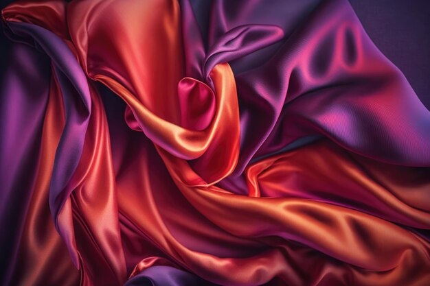 Colourful silk shiny and crumpled fabric textures created using generative ai technology