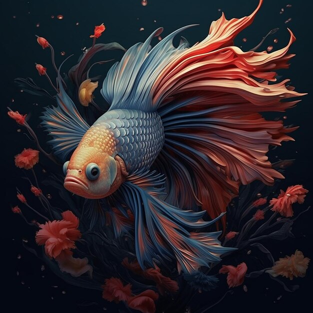 Premium AI Image | Colourful single betta fish like flowers pictures ...
