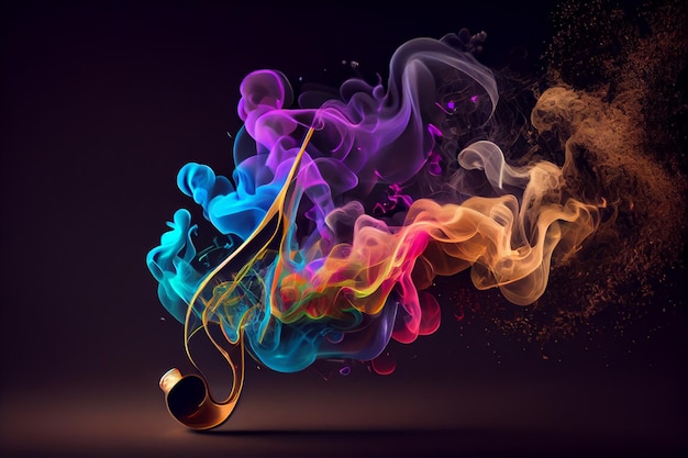 Colourful smoke with music notes generative ai