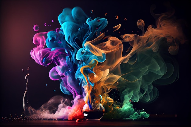 Colourful smoke with music notes generative ai