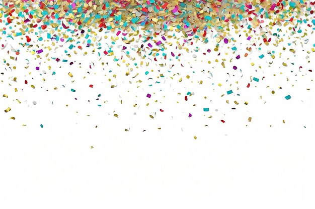 Photo colourful sparlking confetti on white background