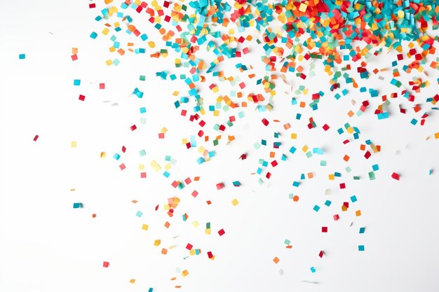 Colourful sparlking confetti on white background