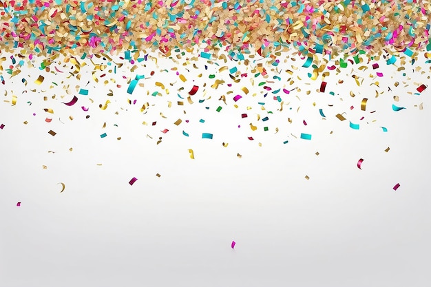 Colourful sparlking confetti on white background