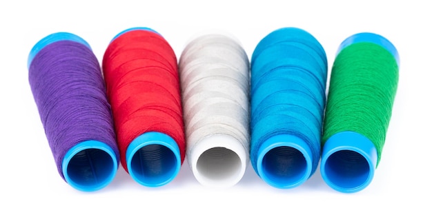 Colourful spool of thread isolated on white background