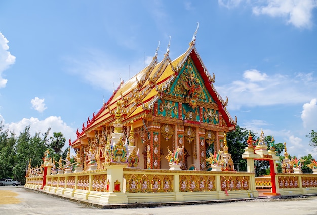 Colourful Thai Temple location near by main road for Buddhism.