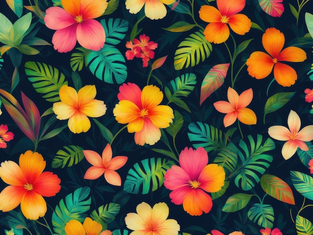 colourful tropical floral pattern