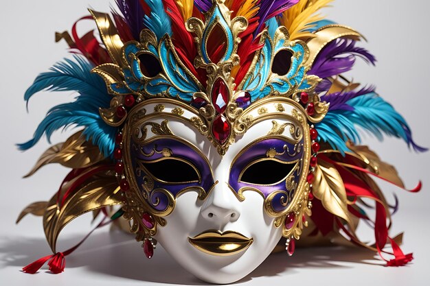 Colourful venetian carnival mask isolated on white background