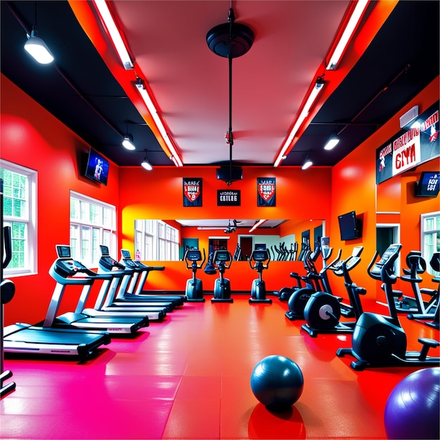 Photo colourfully decorated gym concept design