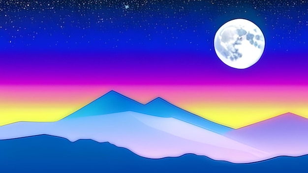 Colouring background hill moon sun sky