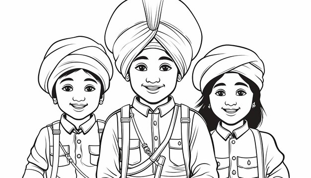 Photo colouring page for children black thick line drawing on white background simple and easy to colour