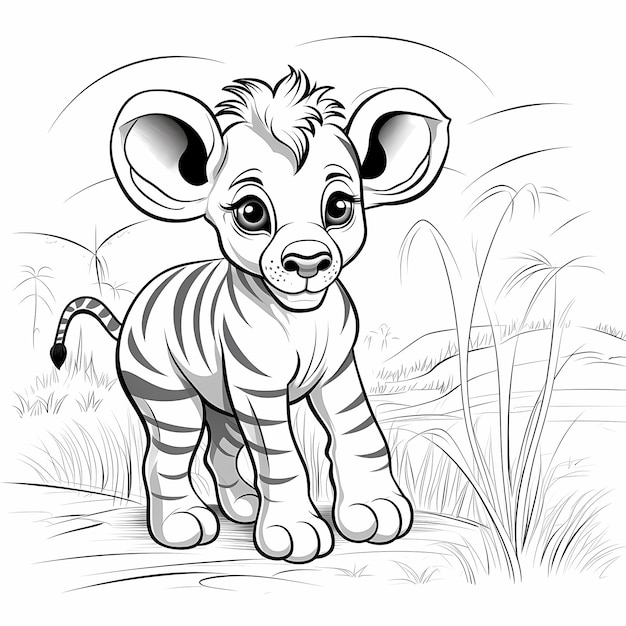 colouring pages for kids baby safari animals simple cute