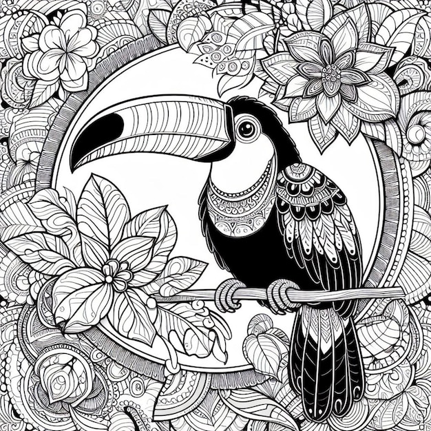 Colouring Tucan Mandala