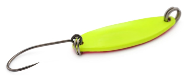 Photo colroful micro spoon for catch fish over white background