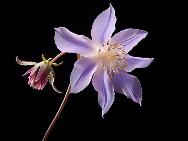 스튜디오 배경의 콜럼바인 꽃 싱글 콜럼바인의 꽃 아름다운 꽃 ai 생성 이미지