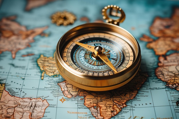 Columbus dag en wereldkaart met kompas AI gegenereerd