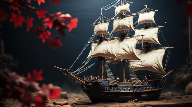 Columbus found Day produced 3D cartoon landscape illustrationsAI generated