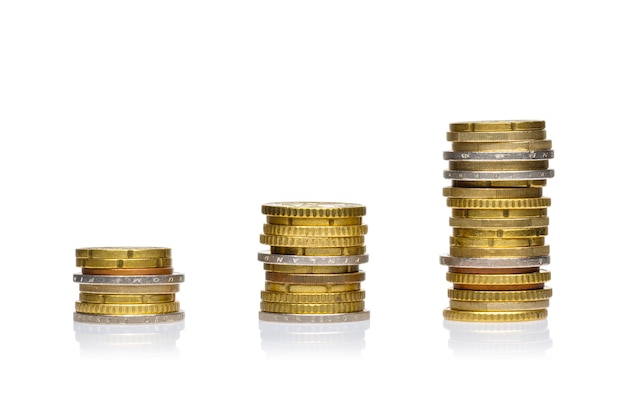 A column of coin stack isolated on a white.