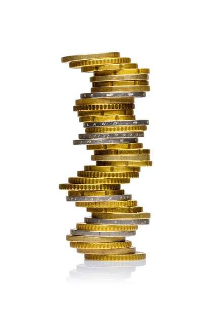 A column of coin stack isolated on a white.