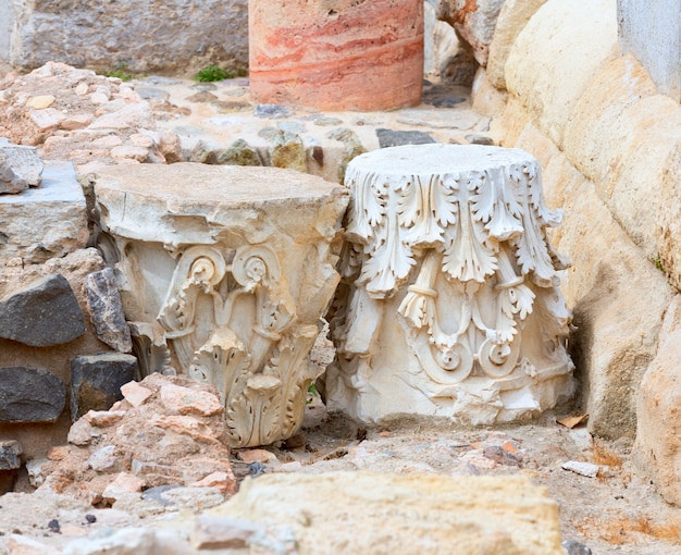 Columns in Cartagena Roman Amphitheater Spain