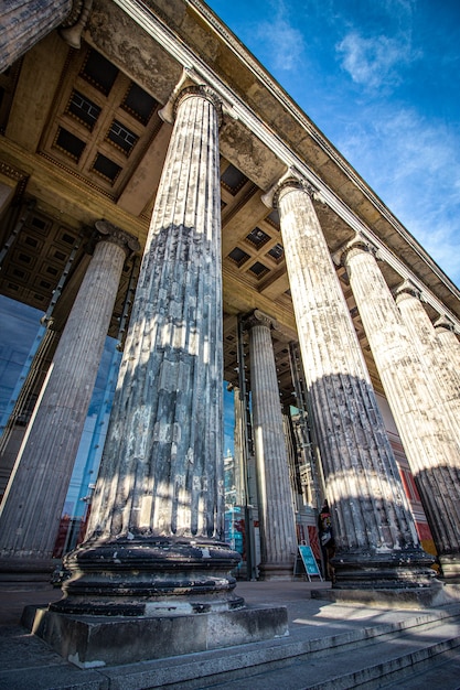 Columns in the facade of Old Museum in Berlin, Germany.