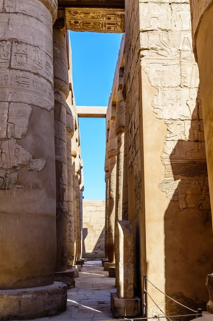 Photo columns in the great hypostyle hall of the karnak temple