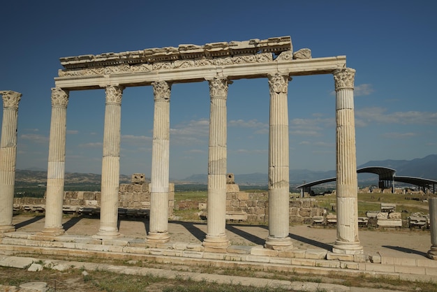 Denizli Turkiye의 Lycus 고대 도시에 있는 Laodicea의 기둥