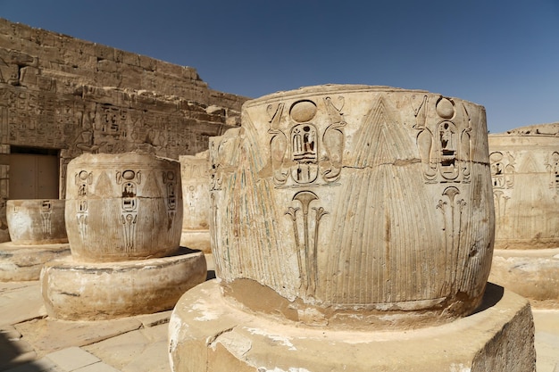 Columns in Medinet Habu Temple in Luxor Egypt