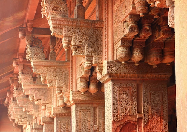 Columns in red Fort of Agra