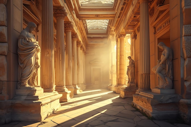 Columns and Statues in a Captured Building