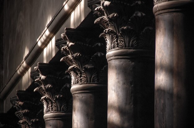 The columns with bas-relief.