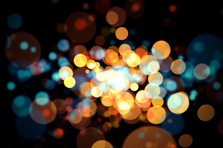 Photo colurful bokeh light on black background