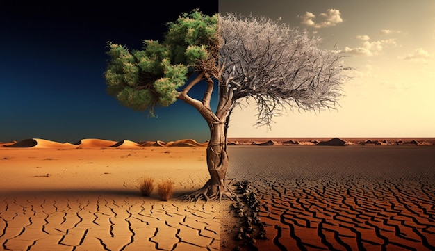 Foto combattere la desertificazione e il giorno della siccità ia generativa