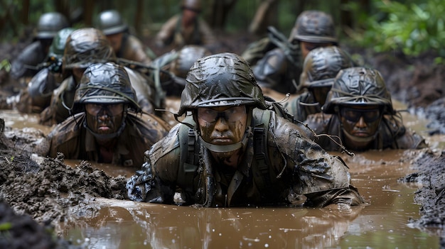 Combat training in mud pushing limits