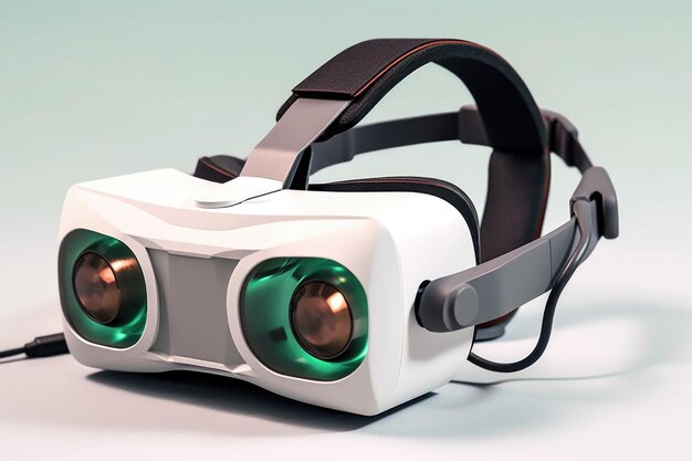 Combinatie van virtual reality-headset en hoofdtelefoon gemaakt met generatieve AI