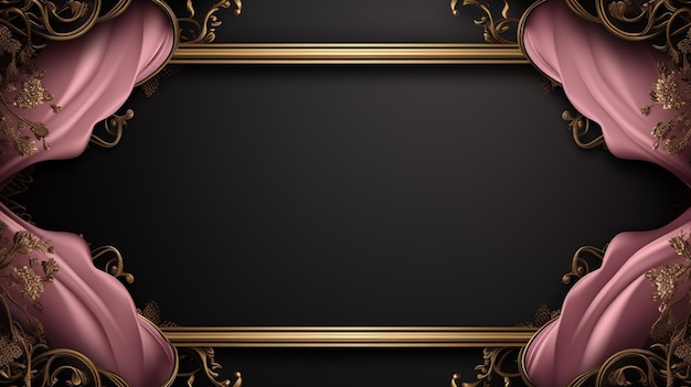 combination of classic gold frame and pink cloth vintage background