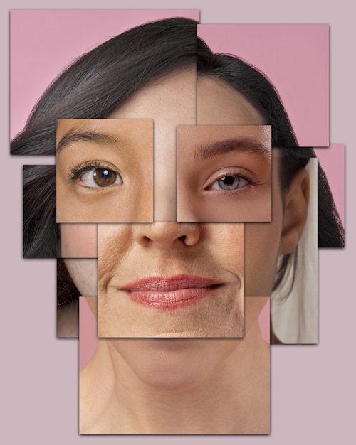 Photo combination of facial features portrait