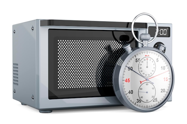 Combination oven microwave with stopwatch 3D rendering isolated on white background