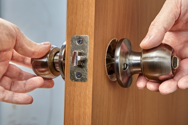 Combination of two parts of handle inside door repair or replacement of an old doorknob