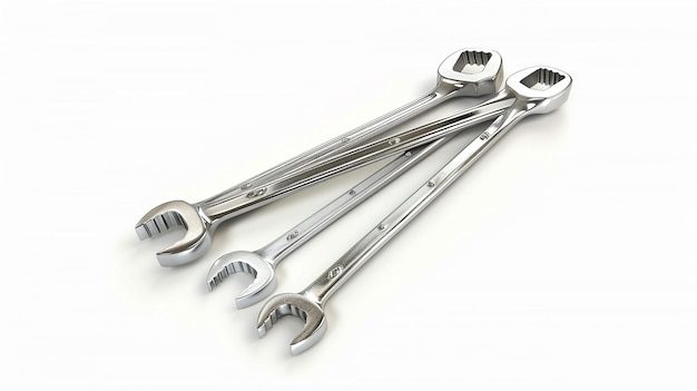 combination wrench set on isolated white background