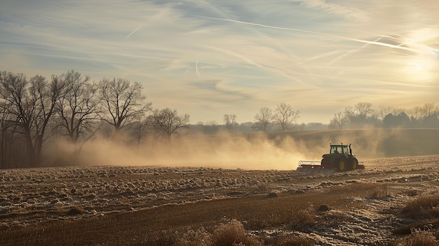 The combine goes through the field and collects lays the harvest