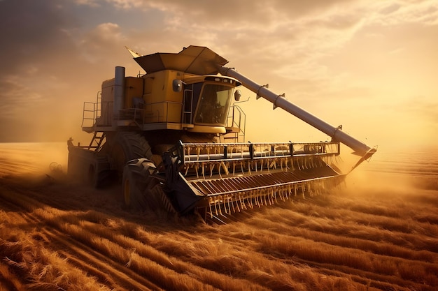 Combine harvester in the field