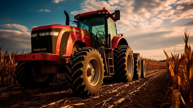 combine harvester in the field