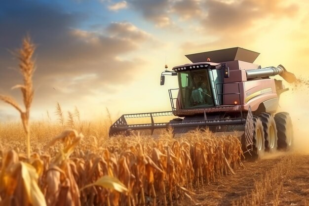 Combine harvester harvesting from the field