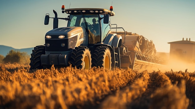 Foto combine harvester oogst rijpe tarwe