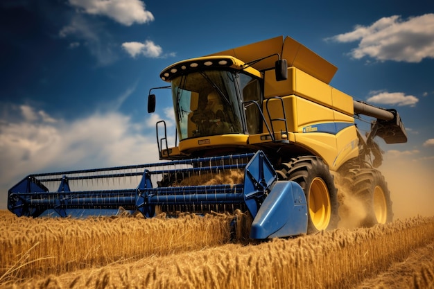 A combine harvester working in a field