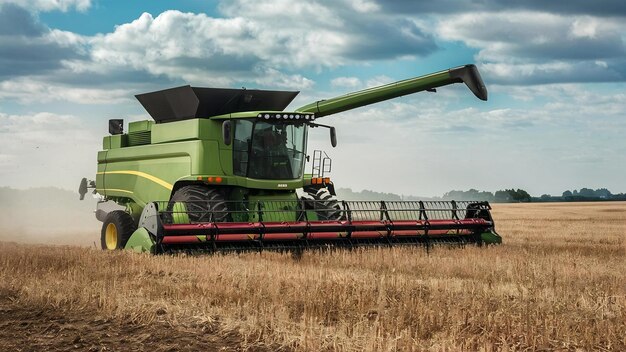 Combine harvester working in the field