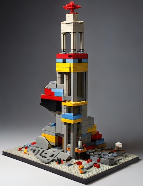 地震中にレゴブロックを組み合わせて固体構造物を作る