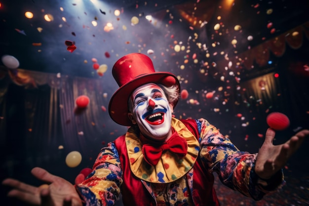 Comedy ensues as clown gets a face full of confetti