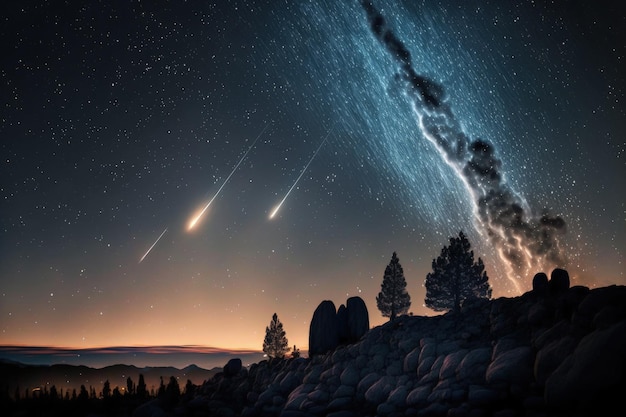 Foto cometa e meteora si allineano