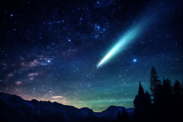 A comet in the night sky